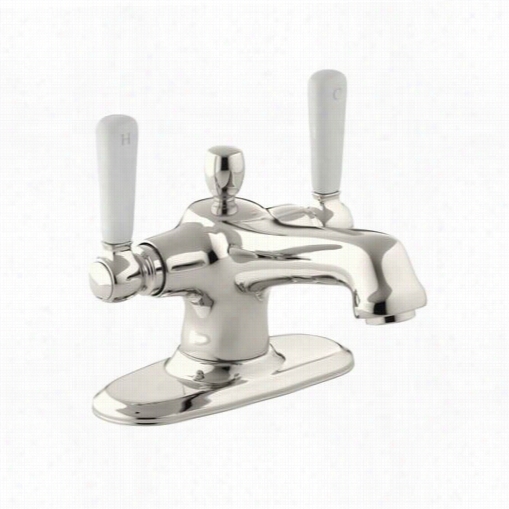 Kohler K-10579-4p Bancroft Monoblock Bathroon Faucet Iwth White Ceramic Lever Handles