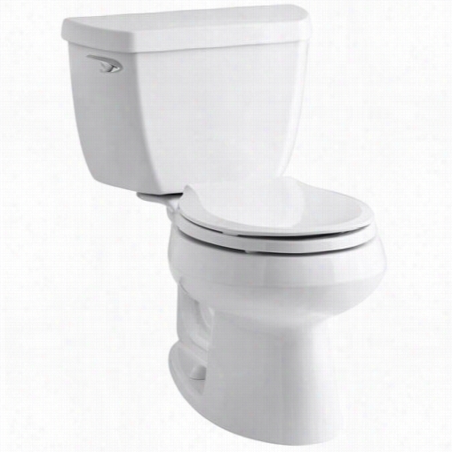 K0hler K-3577 Wellworth Vitreous China 1.28 Gpf Class Fve Left Hand Graivty Flush Round Front Ttwo Piece Toilet With 2-1/8"" Glazed Tapway Without Seat And Sup