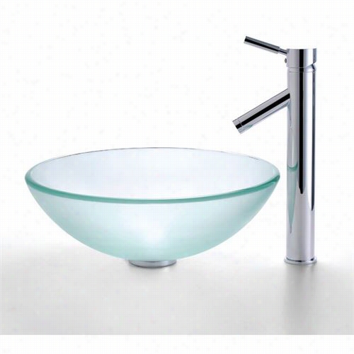 Kraus C-gv-101fr-12m-1002ch Frosted Glass Vessel Sink And Shev En Faucet In Chrom E