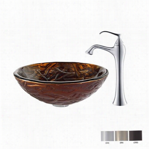 Kraus C-gv-396-19mm-15000 Dryad Glass Vessel Sink And Ventus Faucet