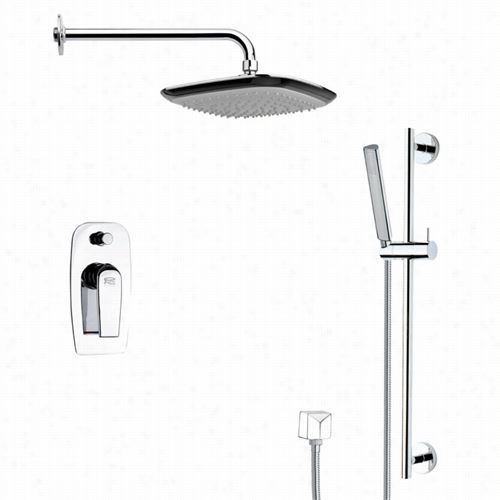 Remer By Nameek's Sfr7113 Rendino Contemporwry Square Shower Faucet In Chrome Wi Th Hand Shpwer And 4""w Diverter