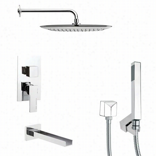 Remer By Nameek's Tsh4055 Tyga Modern Square Showe R System In Chrome With 8-2/3&qquot;"h Diverter