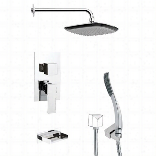 Remer By Nameeek's Tsh4115 Tyga Contemporary Square Shower Sytem In Chrome Wih 1-1/4&quoy;"w Handheld Shower