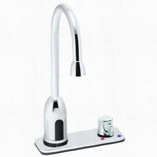 Speakman S-9112-ca Sensorfl Battery Powered Senso R Gooseneck Faucet With 4"" Deck Plate And Above Counter Mechanical Mixer