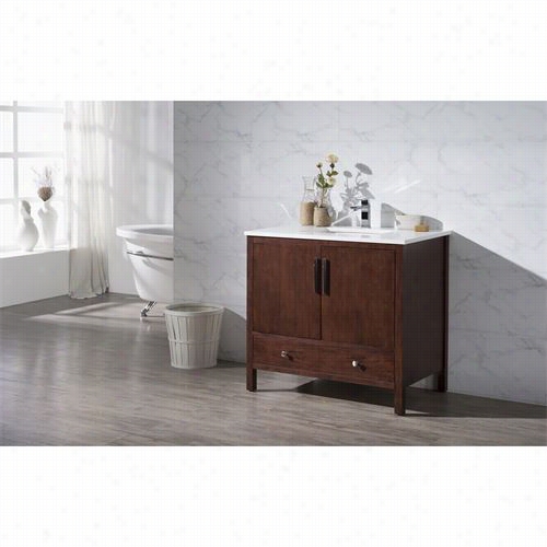 Stufurhome Ty-7555-37-qz  Rockford 37"" Single Sink Bathroom Vanity In Dark Wood  -vanity Top Included