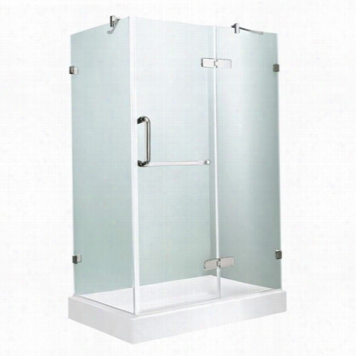 Vigo Vg6011chcl40wr 32"" X 40"" Frameless 3/8"" Shower Yard In Cea/rchrome With Right Base