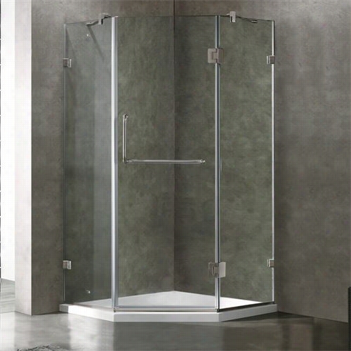 Vigo Vg6062bncl36ws 36 X 36 F Ramelesss Neo-angle 3/8""c Leq R/brushed Nickel Shower Enclosure With Low-profile Basee