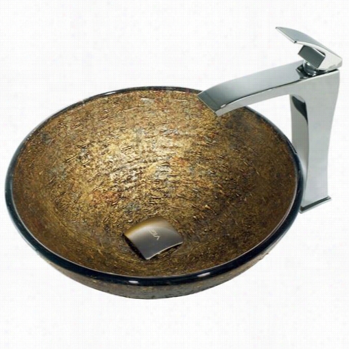Vigo Vgt139 Textured Copper Vessel Sink And Square-edged Chrome Faucet