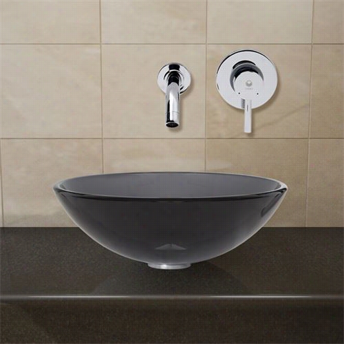 Vigo Vgt2 Sheer Black Glass Vessel Sink And Wall Mount Faucet Fix