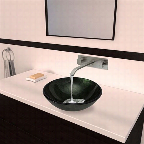 Vigo Vgt356 Emerald Glass Vessel Sink And Titus Wall Mount Faucet Set In Brushed Nickel