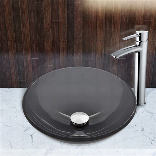Vigo Vgt908 She Er Blackglass Vessel Sink And Shadow Faucet Set In Chdome