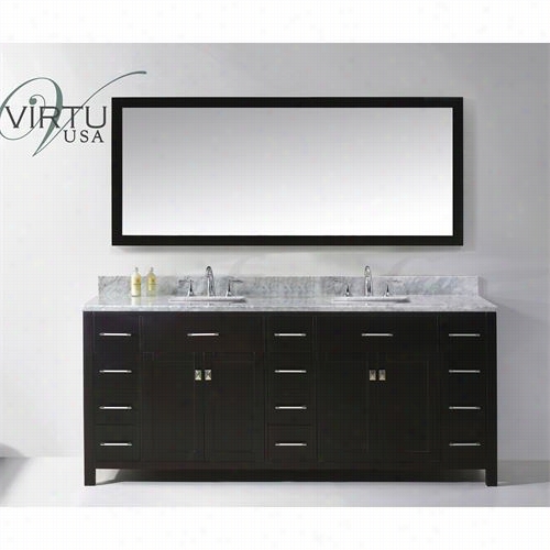 Virtu Usa Md-2178-wmsq Caroline Parkway 78"" Double Squqre Sink Bathroom Vanity Set With Italian Carrara White Marble Countertop - Vanity Top I Ncluded