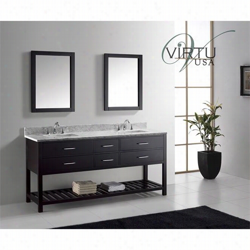 Taste For Curiosities Usa Md-2272-wmsq Caroline Class  72"" Double Square Sink  Bathroom Vanity Se With Italian Carrara White Marblecountertop- Vanity Top Includ Ed