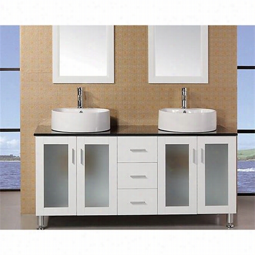 Design Element Dec066d- Wmalibu 60"" Dou6le Sink Modern Bathroom Vanity Se T In White -  Vanity Top Included
