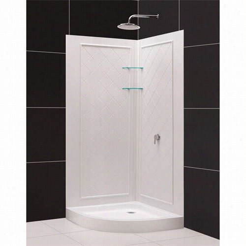 Dreamline Dl-6155-01 Solo Shower Package With Frameless Sliding Shower Enclosure, Base And Qwall-4 Shower Backwalls Kit