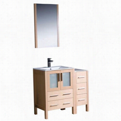 Fresca Fvn62-2412lo-uns Torino36"&qoot; Modern Bathroom Emptiness In Light Oak With Verge Cabinet And Undermount Sink  -vanity  Top Incl Uded