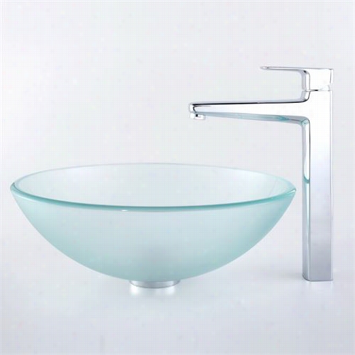 Kraus C-gv-101fr-12mm-15500ch Frosted Glass Vessel Sink And Virtus Faucet In Chrome