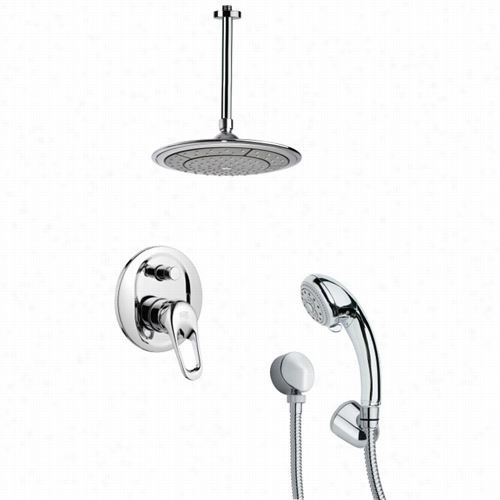 Remer By Nameek's Sfh6001 Orsino 14-3/4"" Ceiling Mounted Shower Faucet In Chrome With Hand Shower And 4-4/7""h Diverter