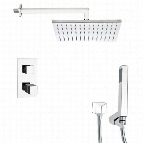 Remer By Nameek's Sfh6-43 Orsino Thermotsatic Shower Faucet In Chrome With Handheld Shower And 17--5/7""d Shower Head