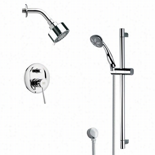 Remer By Nameek's Sfr7171 Rendino Round Sleek Shower Faucet In Chrome With 27-1/6"&quoth; Shower Slidebar