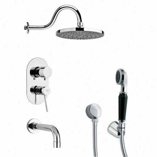 Remer By Nameek's Tsh4081  Tyga Sleek Rond Shower System In Chrome With 3- 1/3""w Handheld Shower