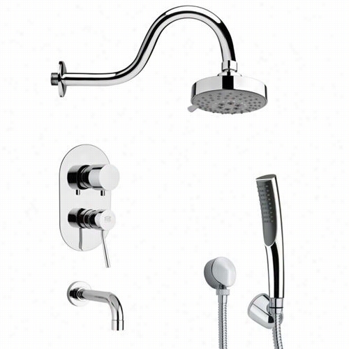 Remer By Nameks' Tsh4105 Tyga Modern Sleek Tub And Shower Faucet In Chrome Wiith Hand Shower