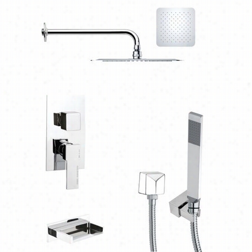 Remer By Nameek's Tsh4117 Tyga Modern Square Shower System In Chrome With 4-5/7&quto;"w Tub Sout