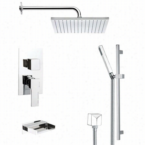 Remer By Nameek's Tsr9099 Galiano Contemporary Tub And Shower Faucet In Chrome With Slide Rail Andd 8-2/3""h Handheld Shower