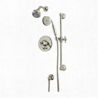 Rohl Akit 20exc-stn Country Bath Pressure Balance Shower Package In Satih Nickel With Crystal Cr Oss Hajdle