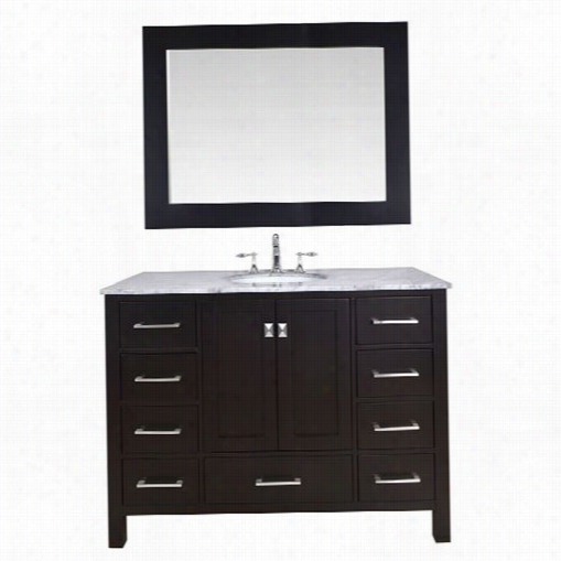 Stufurhome Gm-6412-48 Mailbu 48"" Single Sink Bathroom Anity With Carrara Mrable Top And Mirror - Vanity Top Icluded