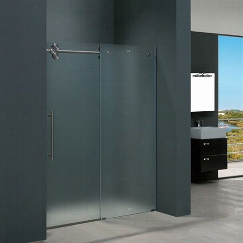 Vigo Vg6041stmt6074l 60"" Frameless Shpwer Do Or 3/8"" Frosted Glas Swith Stainless Steel Left Haardware