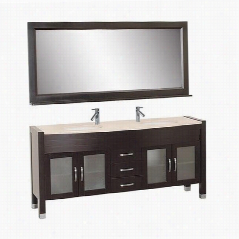 Virtu Usa Um-3073i Ava 71"" Single Sink Bathroom Van Ity In Espresso By The Side Of Ivory - Vanity Rise To The ~ Of Included