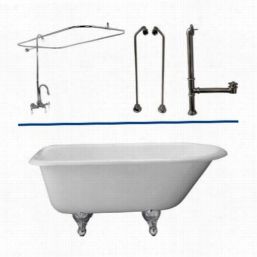 Barclay Tkctrh54-cp1 54"" Cast Iron Tub Kit In Chrome With 62"" Riser And Rectangular Shower Ring