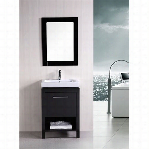 Design Element Dec091a New York 24"" Single Sink Contemporary Bathroom Vanity Set - Vanity Tpo Included