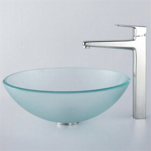 Kraus C-gv-101fr-12mm-15500b Nfrosted Glass Vess El Sink And Virtus Faucrt In Brushed Nickel
