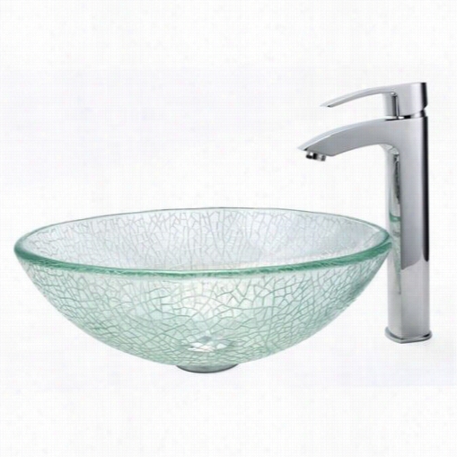 Kraus C-gv-500-12mm-1810ch Broken Glass Vessel Sink And Visio Bahtroom Faucet Chrome