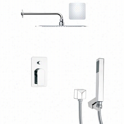 Remer By Nameek's Sfh6125 Orsino 19-1/2"" Squate Shower System In Chrome With 4-4/7""h Diverter