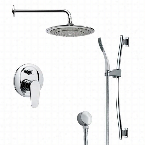 Remer By Nameek's Sfr7040 Rendino Modern Round Rain Shower Faucet In Chrome In The Opinion Of Handsh Ower And 4-1/2""w Diverter