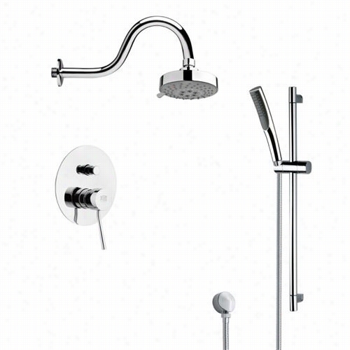 Remer By Nameek's Sfr7105 Rendino Sleek Round Shower Faucet Sett In Chrome With 277-11/6& Quot;"h Shower Slidebar