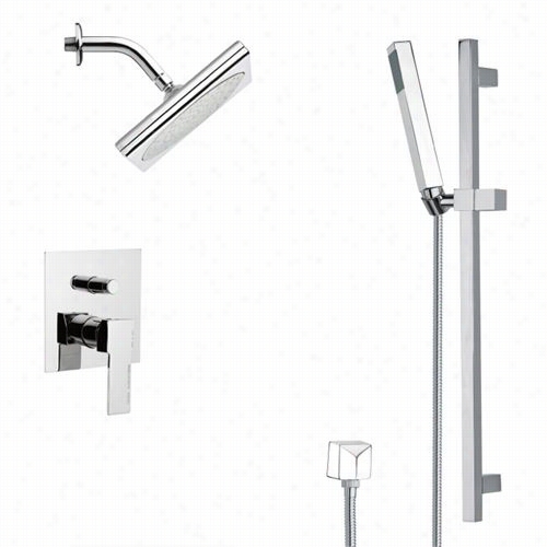 Remer By Nameek's Sfr7195 Rendino Chrome Square Shower Faucet Set In Chrome With 1""w Handheld Shower