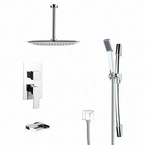 Remer By Ameek's Tsr9019 Galiano Modern Square Shower System In Chrom Ewith 23-5/8""h Shower Slidebar