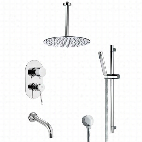 Remer By Nameek's Tsr9095 Galiano Contemporary Tub And Shower Faucet In Chrome With Slide Rail And 2""w Hnadheld Shower