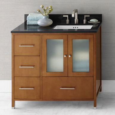 Ronbow 039236-1r Juno 36"" Vanity Cabinet Attending 2 Frost Glass Doors On Right