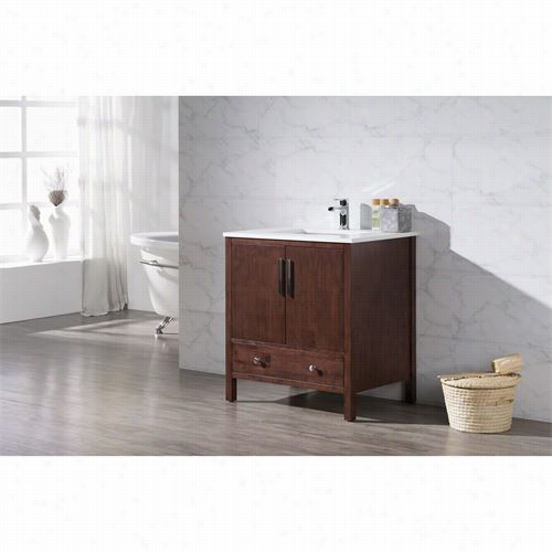 Stufurhome Ty-7555-32-qz Rocfkord 31"" Single Sonk Bathroom Vaniy In Dark Wood-  Vanity Top Included