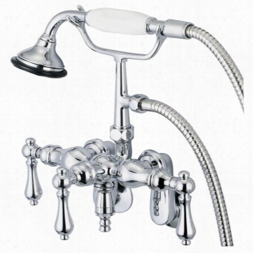 Wa Ter Creation F6-0018-01 Viintage Classic Adjustable Centr Wall Mounnt Tu Faucet With Down Spuot, Swivel Wall Connector And Handheld Shower In Polished Chrome