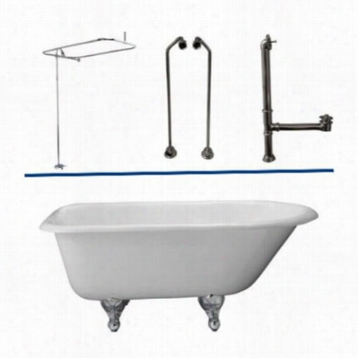 Baclay Tkctrh55-cp55 4"" Cast Iron Tub Kit In Chrmoe With 62"&suot; Riser, Showerhead And Rectangular Sower Ring