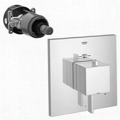 Grohe 19926000 Eurocube Single Function Thermostatic Shower Trim Wiith Control Module In Starlight Chrome