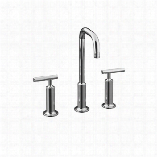 Kohler K-14408-4 Purist Widespread Faucet With High Gooseneck Spout And Proud Lever Handles