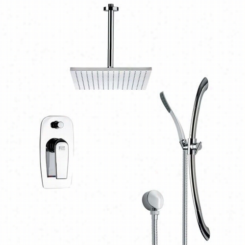 Remer By Nameeo's Sfr7096 Rendino Contemporary Square Shower Faucdtt Set In Chrome With 6-1/9""w Diverter