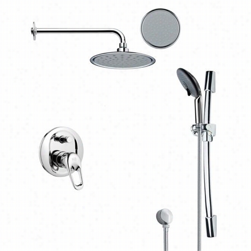 Remer By Nameek's Sfr7140 Rendino Round Sleek Rain Shower Faucet Set In Chrome With 6-1/9""w Divertr